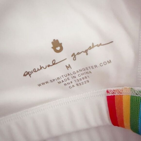 SPIRITUAL GANGSTER | Rainbow White T-Back Sports Bra Top  | Size Medium - Picture 9 of 9